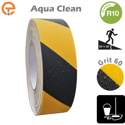 Rubans Antidérapants Aqua Clean Noir Jaune Classe R10 - EQUIPEMENTECH