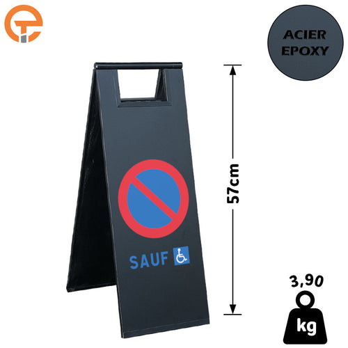 Chevalet de signalisation Defense de stationner sauf PMR