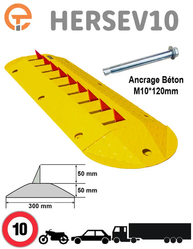 Ralentisseur Herse Anti Recul Longueur 1M Haut 5cm