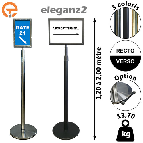 Poteau porte affiches télescopique Haut. 2m00