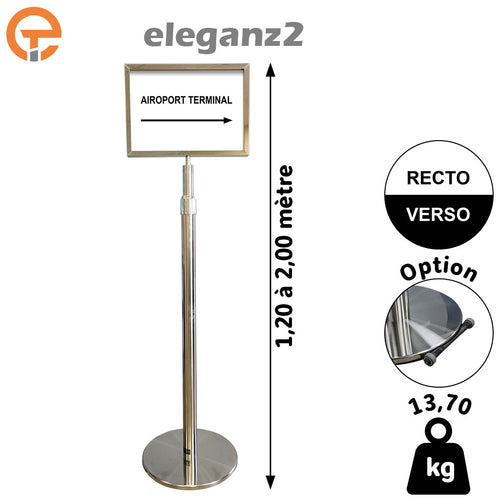 Poteau porte affiches télescopique Haut. 2m00