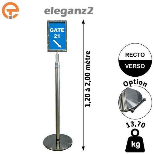 Poteau porte affiches télescopique Haut. 2m00