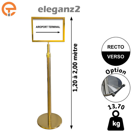 Poteau porte affiches télescopique Haut. 2m00