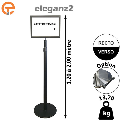 Poteau porte affiches télescopique Haut. 2m00