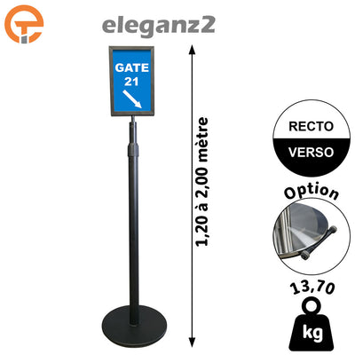 Poteau porte affiches télescopique Haut. 2m00