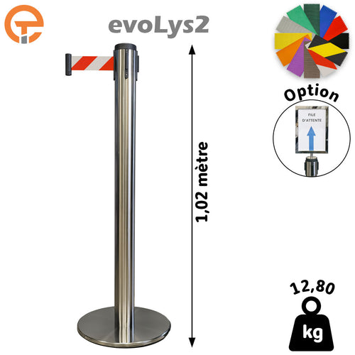 Poteau de guidage Inox brossé à sangle 2, 3, 4 et 5 mètres evoLys2