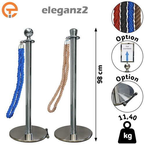 Poteau à corde eleganz2 Inox brossé