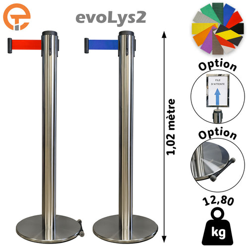 Poteau de guidage Inox brossé à sangle 2, 3, 4 et 5 mètres evoLys2