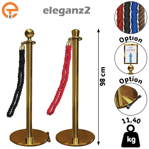 Poteau à corde eleganz2 Inox doré