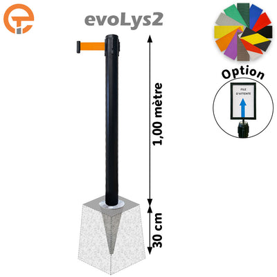 Poteau à sceller Noir sangle 2, 3, 4 et 5 mètres evoLys2