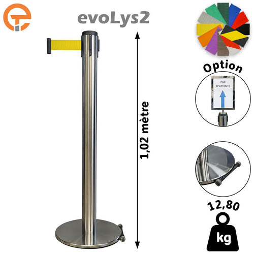 Poteau de guidage Inox brossé à sangle 2, 3, 4 et 5 mètres evoLys2