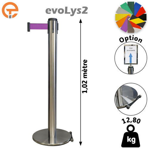 Poteau de guidage Inox brossé à sangle 2, 3, 4 et 5 mètres evoLys2
