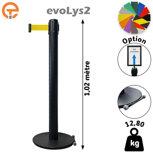 Poteau de guidage Noir à sangle 2, 3, 4 et 5 mètres evoLys2