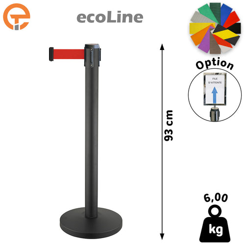 Poteau de guidage Noir à sangle 2m50 ecoLine