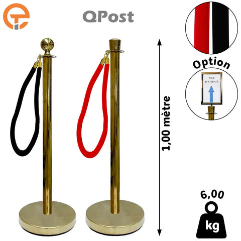 Poteau à corde QPost Inox doré