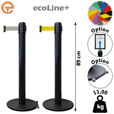 Poteau de guidage Noir à sangle 3m00 ecoLine+