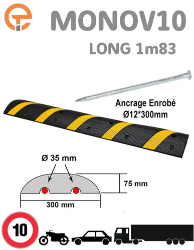 Ralentisseur Monobloc 10km/h H75mm EQUIPEMENTECH