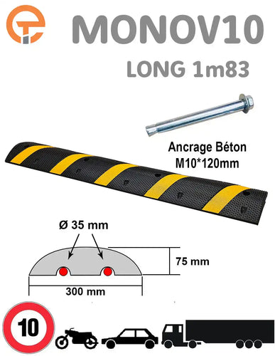 Ralentisseur Monobloc 10km/h H75mm EQUIPEMENTECH