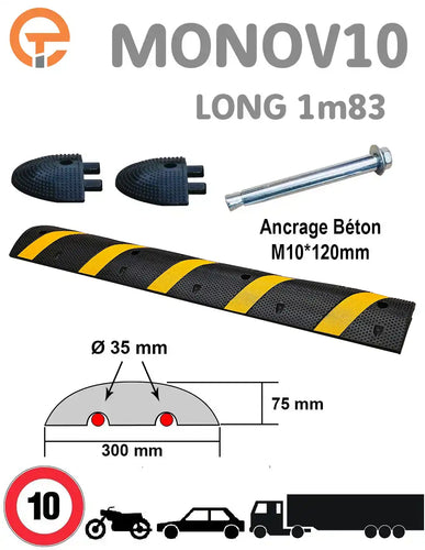 Ralentisseur Monobloc 10km/h H75mm EQUIPEMENTECH