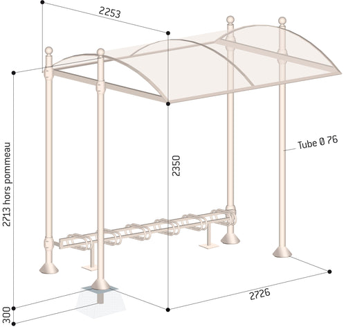 Abri Vélos Modulable "DECO" 6 places