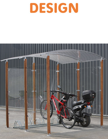 Abri Vélos DESIGN 5 places Bois ou Acier