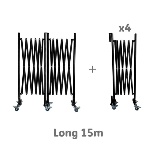 Barrières Extensibles Noir Graphite sur Roulettes Xfinite®