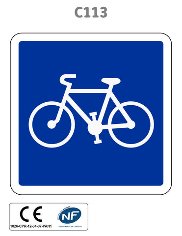 Panneau C113 Piste ou bande cyclable conseillée
