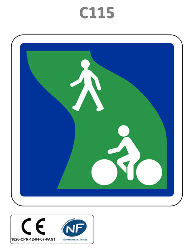 Panneau C115 Voie verte Piétons et véhicules non motorisés