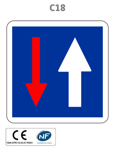 Panneau C18 Priorité par rapport à la circulation en sens inverse