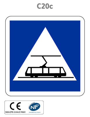 Panneau C20c Traversée de voie réservée aux tramways