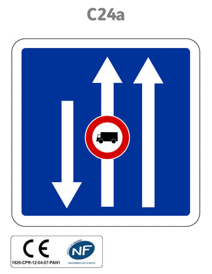 Panneau C24a ex.1 Affectation de voies