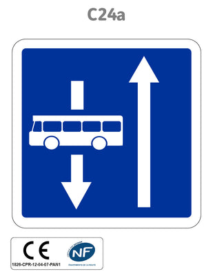 Panneau C24a ex.3 Affectation de voies