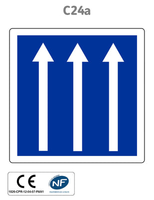 Panneau C24a ex.4 Affectation de voies