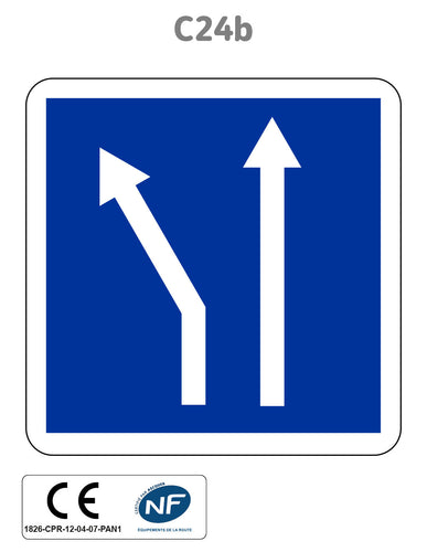 Panneau C24b ex.1 Affectation de voies