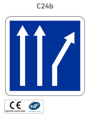 Panneau C24b ex.2 Affectation de voies