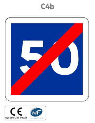 Panneau C4b Fin de vitesse conseillée
