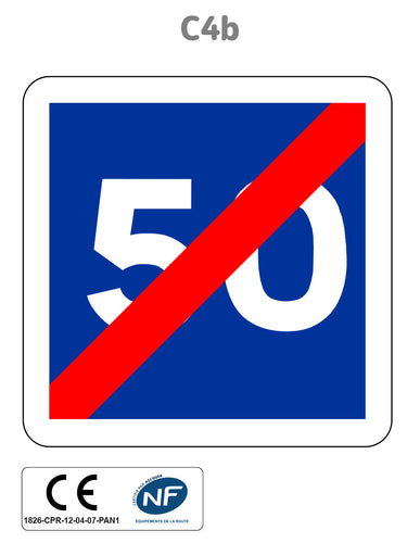 Panneau C4b Fin de vitesse conseillée