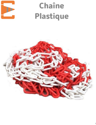 Chaînes Plastique de Signalisation Rouge Blanc 25 mètres