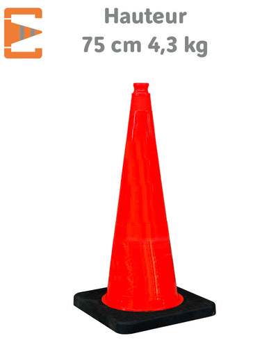 Cône K5A de Signalisation 75cm Lesté 4,3 kg
