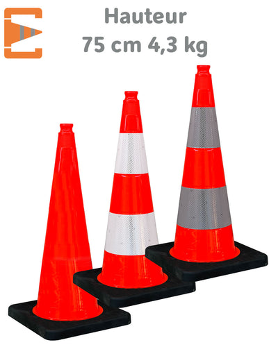 Cône K5A de Signalisation 75cm Lesté 4,3 kg