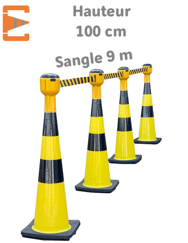 Cônes de Balisage Jaune Noir à Sangle 9M