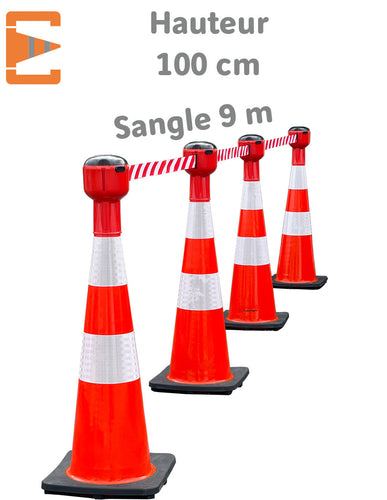 Kit 4 Cônes de Balisage à Sangle 9M - EquipemenTech