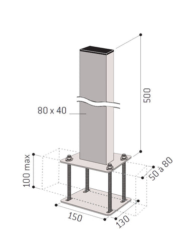 Fixation panneau 450 mm sur portique