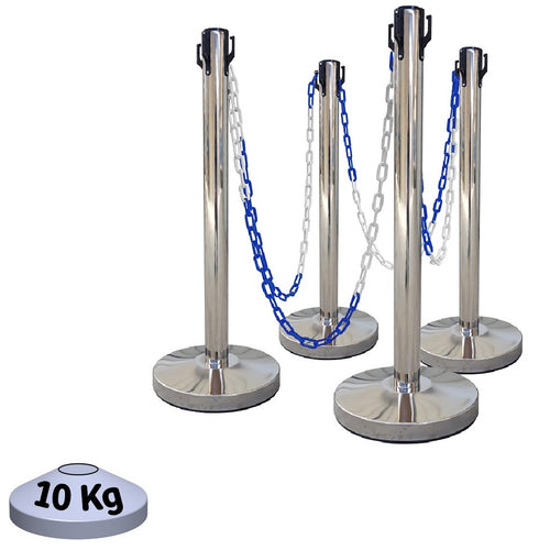 Kit 4 Poteaux de Balisage Métal Inox EQUIPEMENTECH