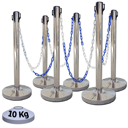 Kit 6 Poteaux de Balisage Métal Inox EQUIPEMENTECH