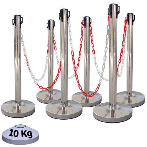 Kit 6 Poteaux de Balisage Métal Inox EQUIPEMENTECH