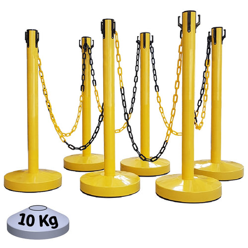 Kit 6 Poteaux de Balisage Métal Jaune EQUIPEMENTECH