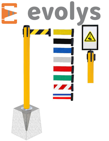 Poteau de Guidage à Sangle EVOLYS Jaune à Sceller