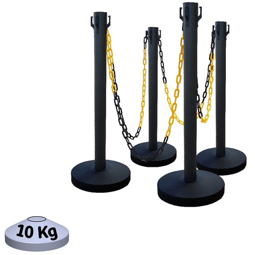 Kit 4 Poteaux de Balisage Métal Noir EQUIPEMENTECH