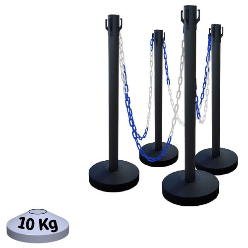 Kit 4 Poteaux de Balisage Métal Noir EQUIPEMENTECH
